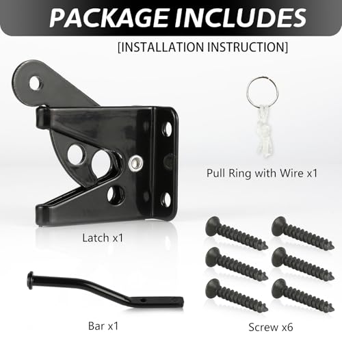 Self-Locking Gate Latch for Wooden Fence Pull String,