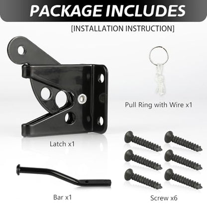 Self-Locking Gate Latch for Wooden Fence Pull String,