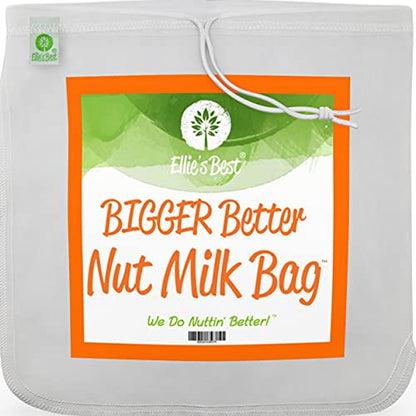 Pro Quality Nut Milk Bag – Big XL Commercial Food Grade – Strong Durable Reusable Almond Milk Straining Bags & All Purpose Fine Mesh Nylon Cheesecloth Strainer– Juicing-Cheese–Recipes & Vids