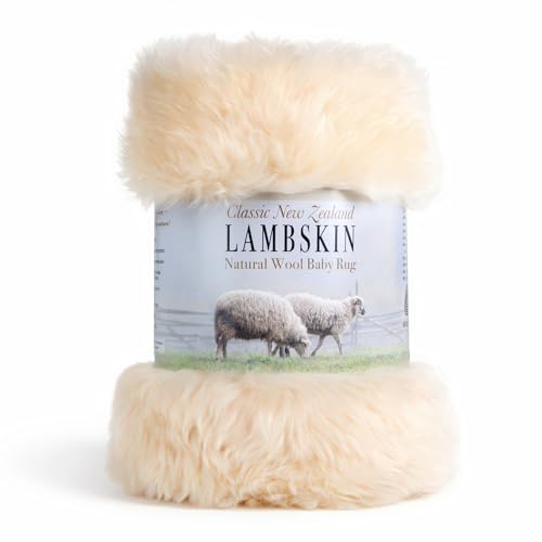 New Zealand Lambskin Baby Rug, Unshorn Sheepskin, Large 2x3 ft, Oeko-Tex - size: 2' x 2'11" (Natural Shape)