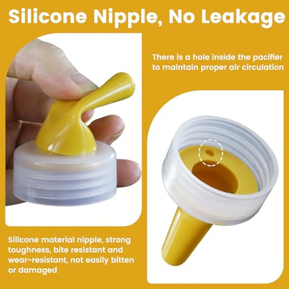 Lamb Feeding Bottle Kit, White, Silicone Nipples, 450ml/15oz Capacity, Complete Starter Set with 3 Replacement Nipples for Farm Animals