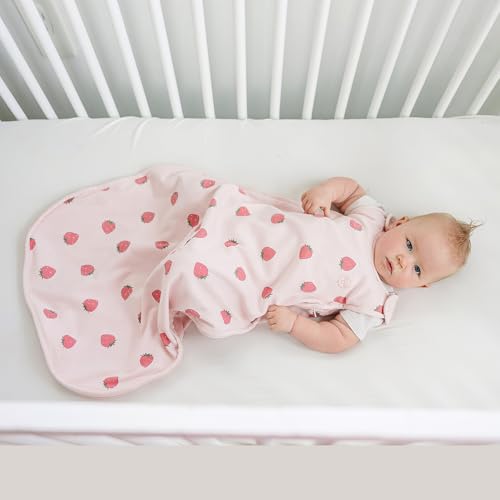Woolino 4 Season Ultimate Baby Sleep Sack, Merino Wool Baby Sleeping Bag, Organic Cotton Outer, Adjustable 2-24 Months Size Fits Infants & Toddlers - Strawberry - color: Strawberry