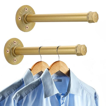 Sumnacon Wall Mounted Clothes Rack for Wardrobe, 2Pcs 10 Inch, Gold - color: Gold, size: 10 Inch