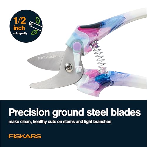Fiskars 2-Piece Garden Tool Set, Pruning Shears & Vegetable Scissors | Explore Collection Bypass Garden Clippers, Vegetable Shears w/ Serrated Stainless Steel Blades for Harvesting Flowers & Herbs - style: Pruner & Veggie Shears Set