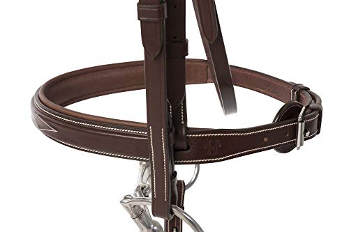 Huntley Equestrian Fancy Stitched Sedgwick Leather English Bridle and Reins - color: Sedgwick Australian Nut, size: Small Pony