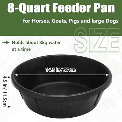 Sadnyy 2 Pcs 8 Quart/2 Gallon Rubber Feeder Pan Horse Feed Bucket - size: 8 Quart/2 Gallon