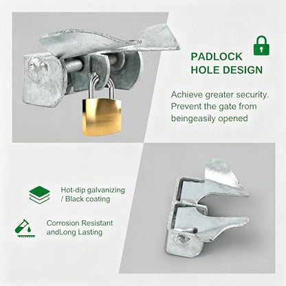2 Pack Wall Mount Butterfly Latch 1-3/8" to 1-5/8",Gate Fork Lock with Padlock Hole,Chain Link Fence Parts, Gate Fork Latch,Chain Fence Gate Latching Hardware,Galvanized Steel (Silver - 2 pcs) - color: Silver - 2 pcs