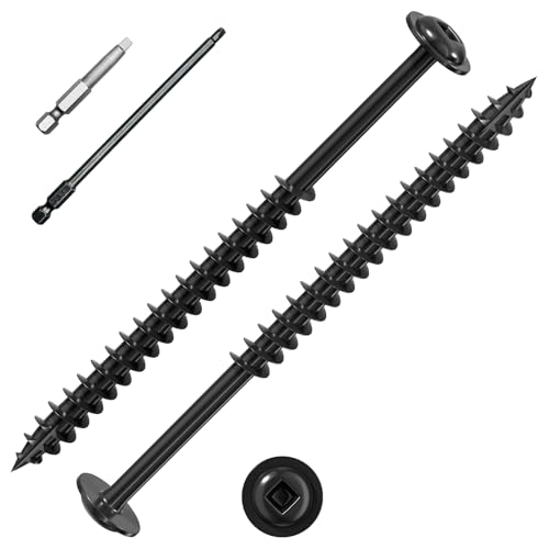 Wensilon (Black) Pocket Hole Screws # 8 * 3" 60pcs 1lbs Square Hole Wood Screws and Round Head Square Hole self Tapping Screws are Suitable for Wooden use.150MM,60MM Drive bit Included. - color: Black, size: 8*3"