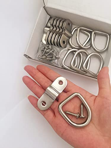 304 Stainless Steel D-Ring Tie Down Anchor 1/4 Inches Heavy Duty Lashing Surface Floor Mount for Safe and Secure Hauling (8-Pack)