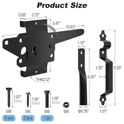 gate Latch for Wooden Fence, Fence gate Latch, Suitable for Wooden Fence Gates/Garden Gates, Wooden Fence Gate Hardware Latch, Black Coated