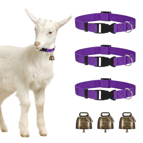 M METERXITY 3-Pack Goat Collars with Bells Polyester Purple - color: Purple