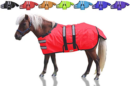 Derby Originals Mini Horse & Foal Winter Turnout Blanket – Reflective, No-Hardware Design, 600D Waterproof Outer, 150g Insulation, 170T Lining, Adjustable Fit, 1-Year Warranty - color: Red