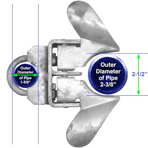 Jake Sales -Chain Link Fence Butterfly Gate Latch - Fence Automatic Gate Latch - 1-5/8" Gate Frame and 2-3/8" Gate Post - Galvanized Fence Gate Latch with Hole for Padlock - color: GALVANIZED, size: 1-5/8" x 2-3/8"