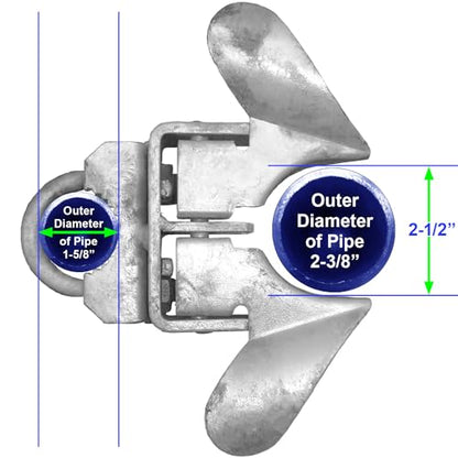 Jake Sales -Chain Link Fence Butterfly Gate Latch - Fence Automatic Gate Latch - 1-5/8" Gate Frame and 2-3/8" Gate Post - Galvanized Fence Gate Latch with Hole for Padlock - color: GALVANIZED, size: 1-5/8" x 2-3/8"