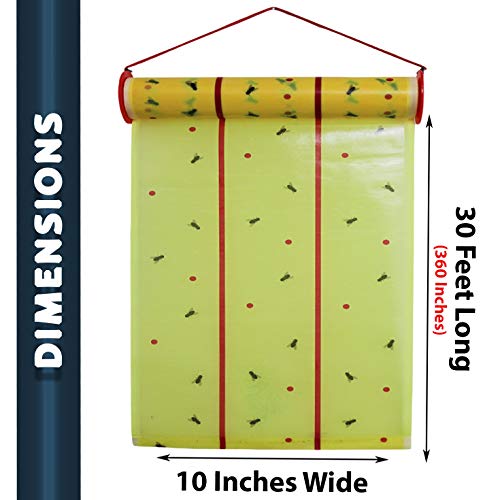 W4W, Giant Sticky Fly Trap Roll - MAX Strength - Outdoor/Indoor - Non Toxic - for Flies and Other Bugs (2 Pack- Contains 2 Giant Fly Rolls)