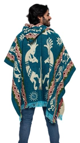 Alpaca Land, Handmade Ecuadorean Alpaca Wool Ponchos - color: Blue Pomasqui
