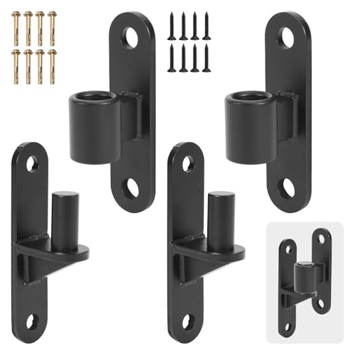 Gate Hinge 2 Set Wall Mount Gate Hinges 5/8'' Pin for Farm Gates Heavy Duty Carbon Steel Fence Gate Hinges with Screws, Black - color: Black-2 Set