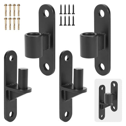 Gate Hinge 2 Set Wall Mount Gate Hinges 5/8'' Pin for Farm Gates Heavy Duty Carbon Steel Fence Gate Hinges with Screws, Black - color: Black-2 Set