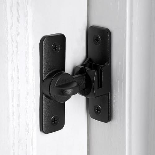 Matte Black Aluminum Alloy Gate Lock,90/180 Degree Barn Door Latch - color: Matte Black