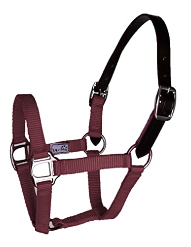Break Away Adjustable Leather Foal Nylon Halter - color: Burgundy