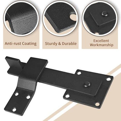 6" Barn Door Flip Latch Lock Heavy Duty Gate Latch Barn Door Lock Hardware for Fence, Shed, Farm, Garden, Sliding Door, Matte Black