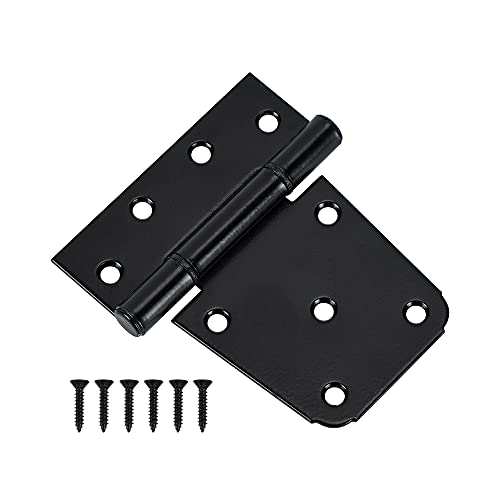 HOME MASTER HARDWARE 3-1/2" Heavy Duty Gate Hinges, 6 Pack T Strap Hinge | Thickened T Hinges for Fences, Shed Barn Door, Included Screws, 50LBS Capacity, No Noise, Steel, Black - color: 6 Pack - Black