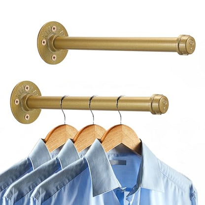Sumnacon Wall Mounted Clothes Rack for Wardrobe, 2Pcs 12 Inch, Gold - color: Gold, size: 12 Inch
