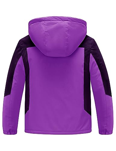 ZSHOW Girls' Ski Jacket Waterproof Fleece Raincoat Windproof Winter Coat - color: Purple, size: 8