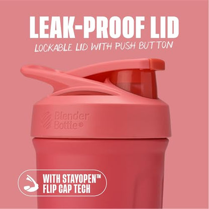 BlenderBottle Sport Flip Stainless Steel Shaker Bottle 24 oz Pink - color: Pink, size: 24 Ounces, style: Flip