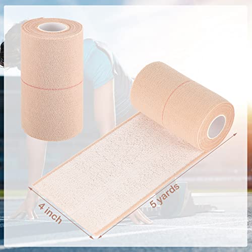 Nuanchu 2 Rolls Adhesive Elastic Tape Bandage Wrap,4 Inch Wide, Apricot - color: Beige, size: 4 Inch Wide