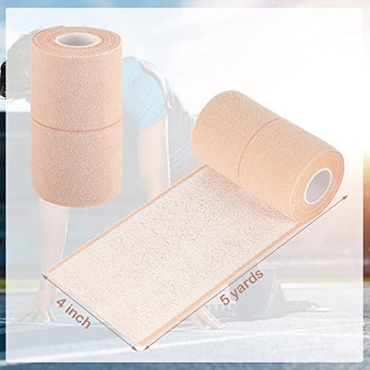 Nuanchu 2 Rolls Adhesive Elastic Tape Bandage Wrap,4 Inch Wide, Apricot - color: Beige, size: 4 Inch Wide