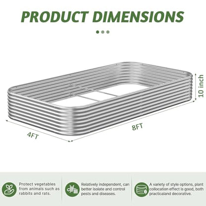 3 Pack 8x4FT Corrugated Galvanized Steel Raised Garden Bed Outdoor, Metal Above Ground Garden Bed for Vegetables and Flowers, Raised Beds for Gardening - size: 8x4FT