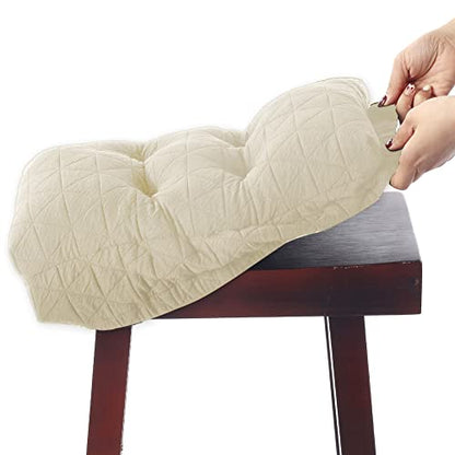 BUYUE Saddle Stool Seat Cushion, Luxury Triangle Fashion Jacquard with Anti-Skid Silicone Bar Stool Cushion Padded (Beige, Rectangular,1 Count) - color: Beige, style: Saddle
