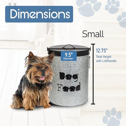 Small Dog Up To 20lb Pet Food Storage Canister Dog Bin with Scoop – Durable & Airtight for Freshnesss, Minimalist Design & Recyclable, Small Metal Container for Kitchen Countertop - size: Small Dog 20lb
