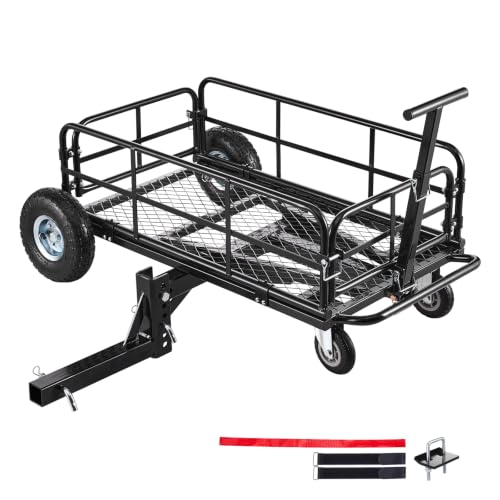 VEVOR Hitch Mount Cargo Carrier on Wheels, 36.2" x 21.3" x 11.8", 2-in-1 Folding Rear Luggage Rack Basket & Cargo Cart with Hitch Stabilizer, Fits 2" Receiver for SUV Pickups, 400LBS Load Capacity - size: 36.2" x 21.3" x 11.8"