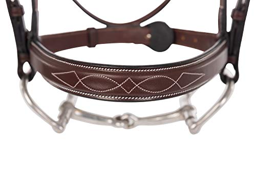 Huntley Equestrian Fancy Stitched Sedgwick Leather English Bridle and Reins - color: Australian Nut, size: Cob