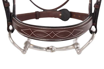 Huntley Equestrian Fancy Stitched Sedgwick Leather English Bridle and Reins - color: Australian Nut, size: Small Pony
