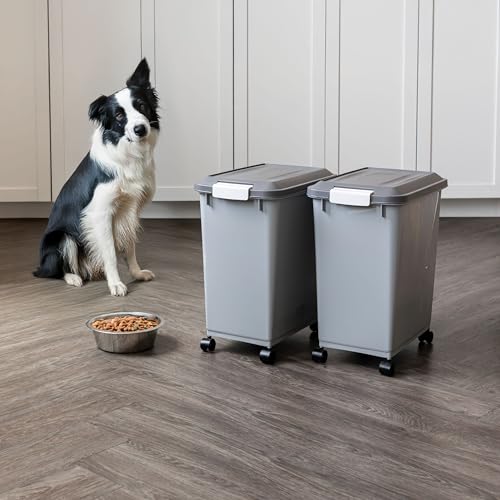 IRIS USA Dog Food Storage Container, 2-Pack, Up to 30 lbs, Gray/Dark Gray - color: Dark Gray, size: 30 lbs - 2 Pack