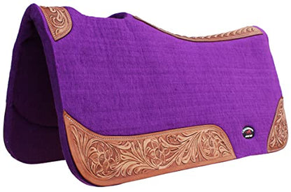 CHALLENGER Horse Saddle PAD Western Contoured Wool Felt Moisture Wicking Saddle Pad 39177 - color: Purple