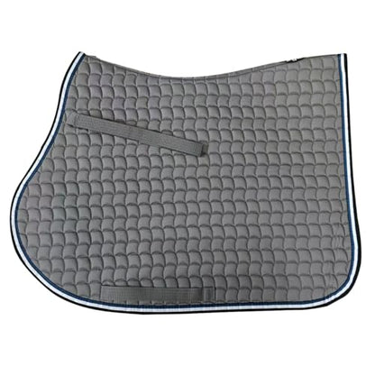 Premium English Horse Saddle Pad, Quilted Square Design, Available in Pink, Mint Green and Red etc, All-Purpose with Girth Straps (Gray) - color: Gray