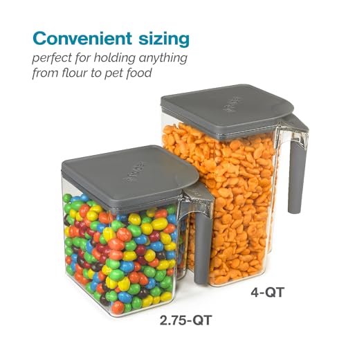 Polder Handle-It Canister, BPA-Free Plastic, Stackable Kitchen Storage Container, Air-Tight Food Storage Solution for Pantry, Counter, and Refrigerator Organization, 2.75-Quart