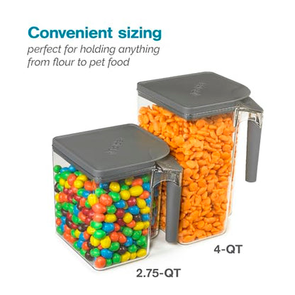 Polder Handle-It Canister, BPA-Free Plastic, Stackable Kitchen Storage Container, Air-Tight Food Storage Solution for Pantry, Counter, and Refrigerator Organization, 2.75-Quart