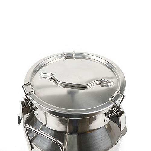 Milk Can Food Grade Stainless Steel Milk Transport Can Milk Bucket Wine Pail Bucket Milk Can Tote Jug with Sealed Lid for Milk Wine Liquid Storage Container (10.5 Gallon / 40 Liters) - color: 10.5 Gallon / 40 Liters