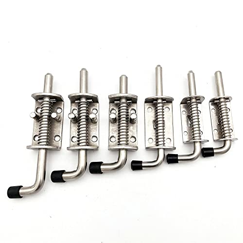 1PC Heavy Duty Stainless Steel 304 Spring Loaded Barrel Bolt Latch Lock,Latch Pin for Door Shed Gate or Tailgate Trailer Garage (Overall Length :220mm/ 8.66inch) - size: Overall Length :220mm/ 8.66inch