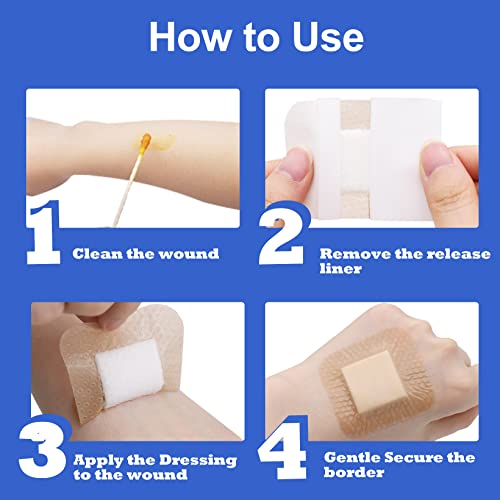 Niceful Silicone Foam Dressing Gentle Border 2"x2" 20 Count, Extra Hold | Gentle Border Foam Bandage, 5-Layer Absorption, Waterproof Pain-Free Removal, Cuts & Mild Burns, 20 Individually Wrapped - size: 2x2 Inch (20 Pcs)