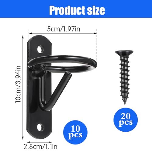 MAQUITA 10 Pack Bucket Hooks, Heavy Duty Iron Equestrian Hangers, Multi-Functional Water Bucket Hook for Hanging Horse Supplies, Feeding, Tying Horse