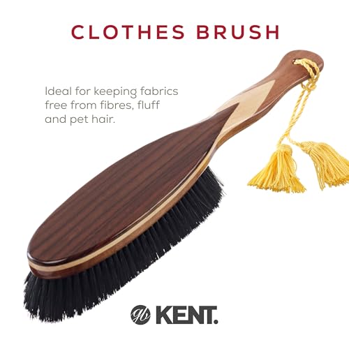 KENT CR8 Clothes Brush, 100% Natural Black Boar Bristle Lint Remover for Cashmere, Wool, and Silk for Keeping Fabrics Free from Fibres, Fluff and Pet Hair. Luxury Three Veneered Woods. Made in England - style: CR8