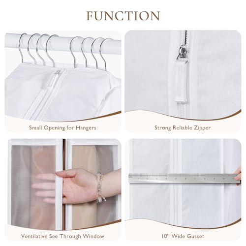 Univivi 60 Inch Cotton Garment Bag for Fur Coat 4 Pack, White - size: 60 Inch - 4 Pack