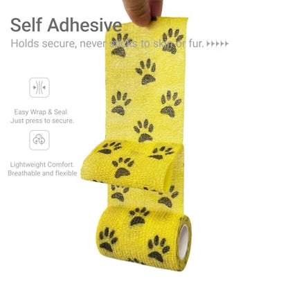 Bandage Wrap for Dogs, 4 Rolls Self-Adhering Pet Tape - color: 4 Colors