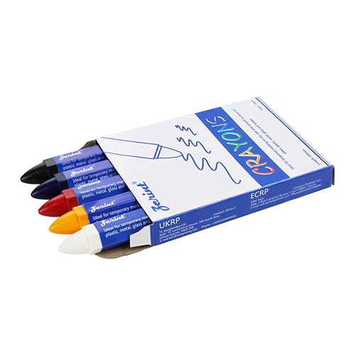 5-Color Industrial Wax Marking Crayons - High Visibility Scratch Resistant Crayons for Tires, Metal, Wood, Glass & Plastic (5-Pack, 100mm) - color: Multicolor